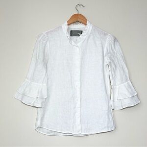 Reformation Linen Ruffle Shirt